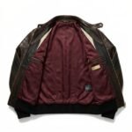 Men's Luxury espresso brown Crocodile Embossed Real Leather Jacket MAS Leather Garments Inner View