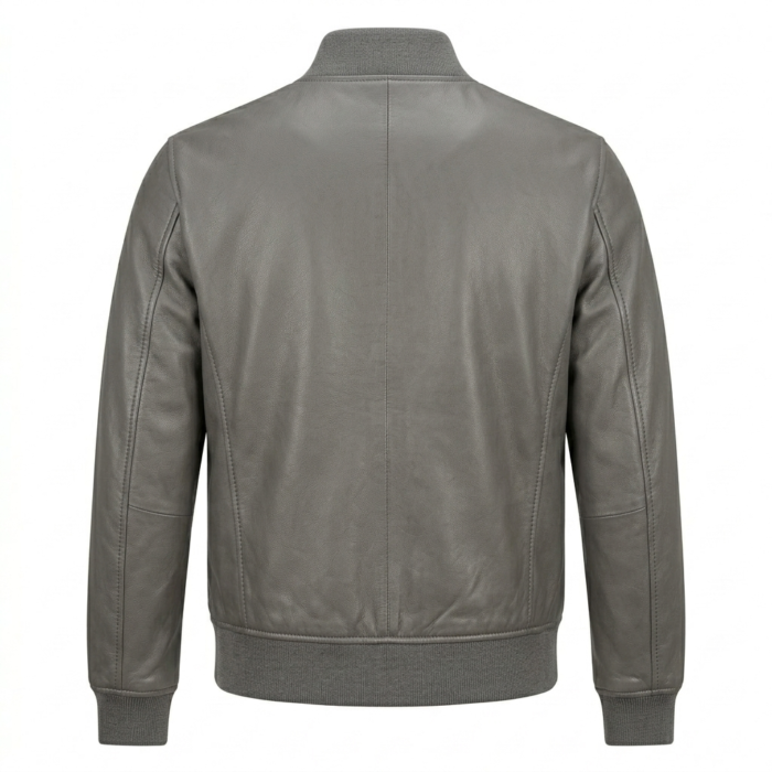 Men's Premium Black Bomber Leather Jacket MAS Leather Garments Back View