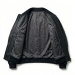 Men's Premium Black Crocodile Embossed Bomber Leather Jacket MAS Leather Garments Inner View