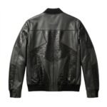 Men's Premium Black Crocodile Embossed Real Leather Jacket MAS Leather Garments Back View