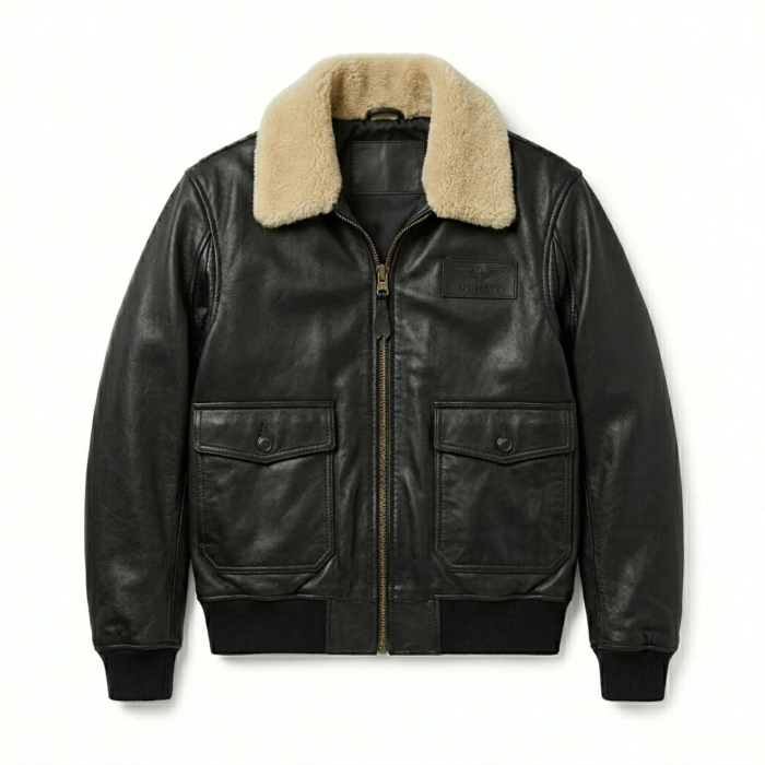 Men's Premium Black Genuine Leather G-1 Flight Jacket MAS Leather Garments