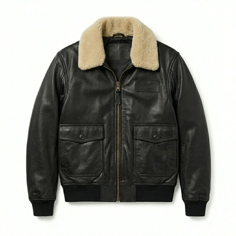 Men's Premium Black Genuine Leather G-1 Flight Jacket MAS Leather Garments