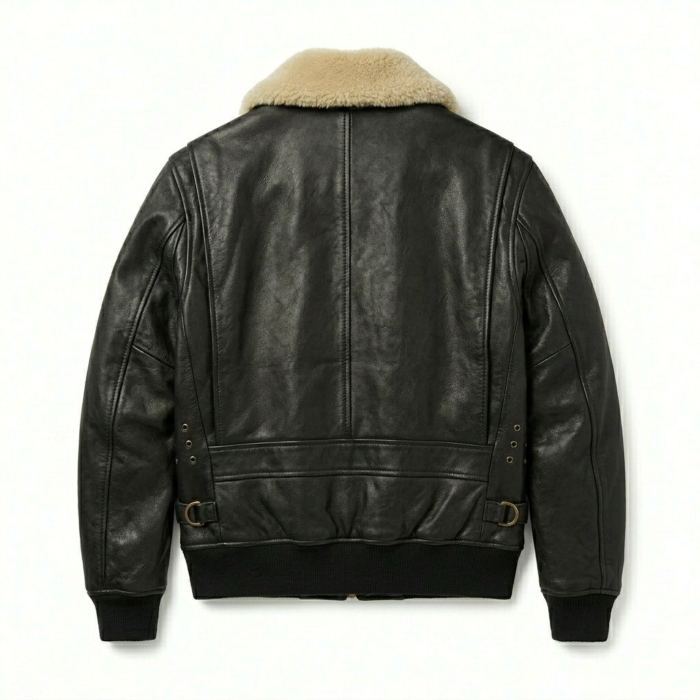 Men's Premium Black Genuine Leather G-1 Flight Jacket MAS Leather Garments Back View
