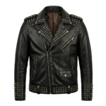 Men's Premium Black Studded Leather Jacket MAS Leather Garments