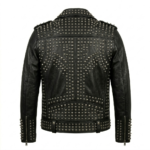 Men's Premium Black Studded Leather Jacket MAS Leather Garments Back View
