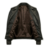 Men's Premium Black Studded Leather Jacket MAS Leather Garments Inner View