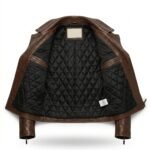 Men’s Premium Brown Crocodile Embossed Leather Jacket MAS Leather Garments Inner View