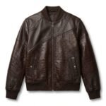 Men's Premium Brown Crocodile Embossed Real Leather Jacket MAS Leather Garments