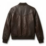 Men's Premium Brown Crocodile Embossed Real Leather Jacket MAS Leather Garments Back View