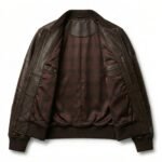 Men's Premium Brown Crocodile Embossed Real Leather Jacket MAS Leather Garments Inner View