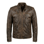 Men's Premium Brown Distressed Leather Jackets MAS Leather Garments