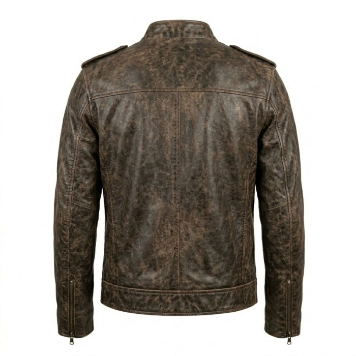 Men's Premium Brown Distressed Leather Jackets MAS Leather Garments Back View