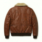 Men's Premium Brown Genuine Embossed Leather Jackets MAS Leather Garments Back View