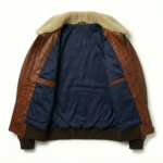 Men's Premium Brown Genuine Embossed Leather Jackets MAS Leather Garments Inner View