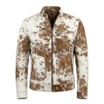 Men's Premium Brown White Pony Hair Leather Jacket MAS Leather Garments
