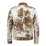 Men's Premium Brown White Pony Hair Leather Jacket MAS Leather Garments Back View