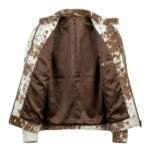 Men's Premium Brown White Pony Hair Leather Jacket MAS Leather Garments Inner View