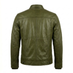 Men's Premium Green Embroidered Leather Jacket MAS Leather Garments Back View