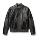 Men's Premium Grey Crocodile Embossed Real Leather Jacket MAS Leather Garments