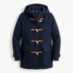 Modern Men's Navy Blue Wool Duffle Coat Sale front MAS Leather Garments