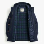 Modern Men's Navy Blue Wool Duffle Coat Sale front MAS Leather Garments