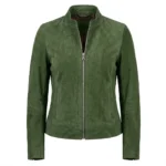 Opulent Women's Forest Green Suede Jacket MAS Leather Garments