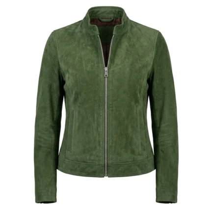 Opulent Women's Forest Green Suede Jacket MAS Leather Garments