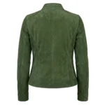 Opulent Women's Forest Green Suede Jacket MAS Leather Garments Back View