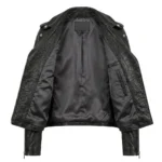 Performance Wear Women's Black Ostrich Embossed Leather Jacket MAS Leather Garments Inner View