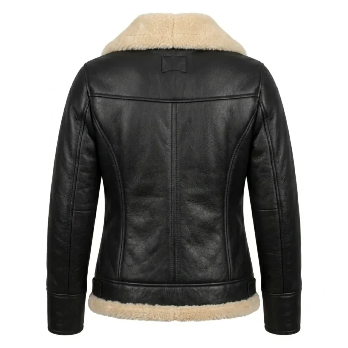 Performance Wear Women's Brown Aviator Leather Jacket MAS Leather Garments Back View