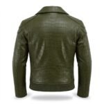 Premium Green Crocodile Embossed Mens Leather Jacket MAS Leather Garments Back View