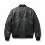 Premium Men's Black Crocodile Embossed Bomber Leather Jacket MAS Leather Garments Back View