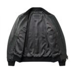 Premium Men's Black Crocodile Embossed Bomber Leather Jacket MAS Leather Garments Inner View