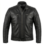 Premium Men's Black Genuine Leather Cafe Racer Jacket MAS Leather Garments