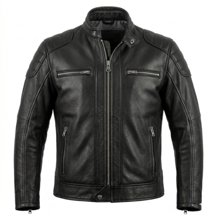 Premium Men's Black Genuine Leather Cafe Racer Jacket MAS Leather Garments