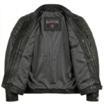 Premium Men's Black Genuine Leather Cafe Racer Jacket MAS Leather Garments Inner View