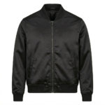 Premium Men's Black Satin Bomber Jacket MAS Leather Garments