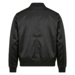 Premium Men's Black Satin Bomber Jacket MAS Leather Garments Back View