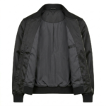 Premium Men's Black Satin Bomber Jacket MAS Leather Garments Inner View