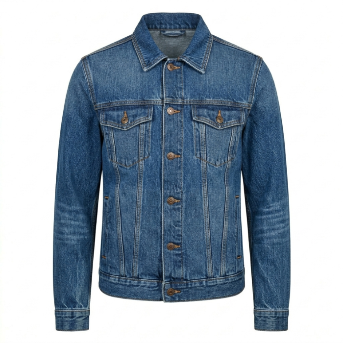 Premium Men's Blue Cotton Denim Jacket MAS Leather Garments