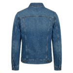 Premium Men's Blue Cotton Denim Jacket MAS Leather Garments Back View
