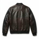 Premium Men's Brown Crocodile Embossed Real Leather Jacket MAS Leather Garments Back View