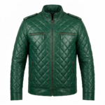 Premium Men's Green Quilted Leather Jackets MAS Leather Garments