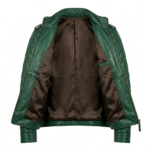 Premium Men's Green Quilted Leather Jackets MAS Leather Garments Inner View