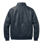 Premium Men's Navy Sherpa Leather Jacket MAS Leather Garments Back View