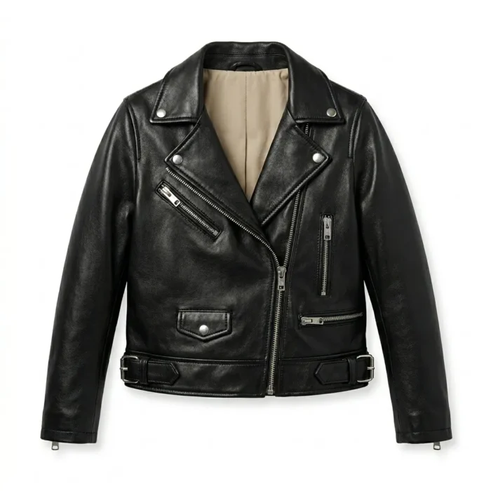 Prestige Girls Kids Black Leather Biker Leather Jacket MAS Leather Garments