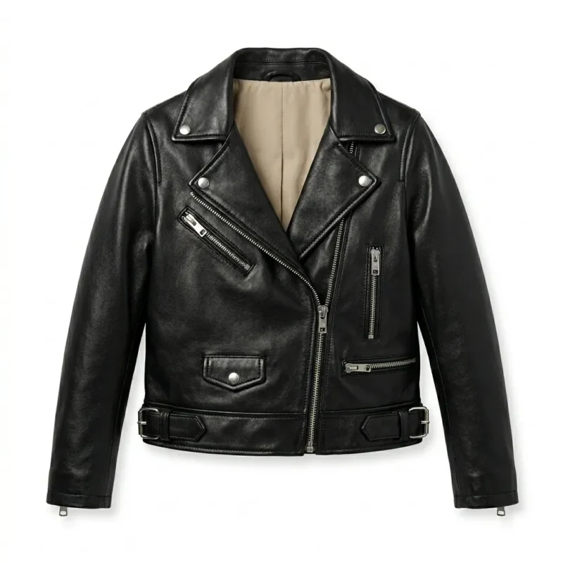 Prestige Girls Kids Black Leather Biker Leather Jacket MAS Leather Garments