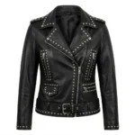 Prestige Women's Black Studded Leather Jacket MAS Leather Garments