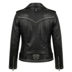 Prestige Women's Black Studded Leather Jacket MAS Leather Garments Back View