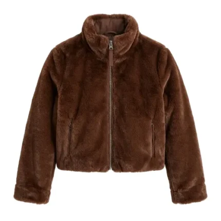 Professional Grade Girls Kids Brown Faux Fur Jacket MAS Leather Garments
